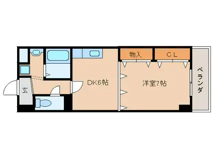 香芝木材弐番館(1DK/6階)の間取り写真