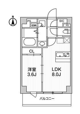 ルネサンスコート東新宿(1LDK/3階)の間取り写真