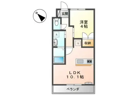 アルファー(1LDK/1階)の間取り写真