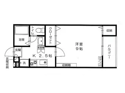 サウザンクロス高田(1K/2階)の間取り写真