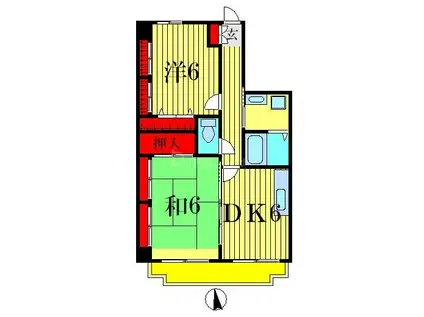 レジデンスSATO(2DK/6階)の間取り写真