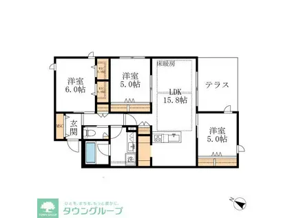 グランヴィラ社台(3LDK/1階)の間取り写真