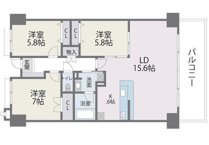 アイランドシティインフィニガーデンサウス棟(3LDK/6階)の間取り写真