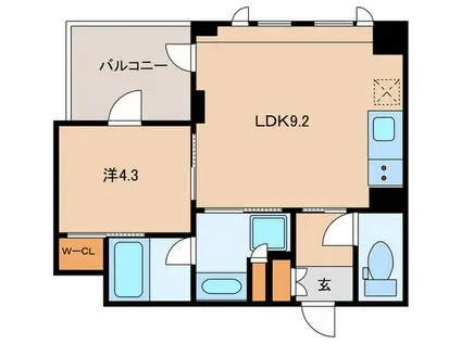 クレストコート旗の台(1LDK/2階)の間取り写真