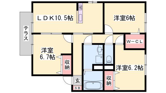 グランモア堂本(3LDK/1階)の間取り写真
