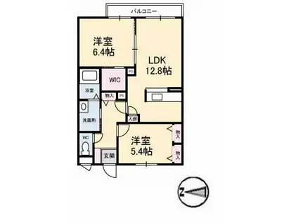 ベルアネスB(2LDK/1階)の間取り写真