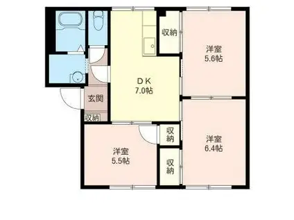 サンハイムヒロ(3DK/1階)の間取り写真