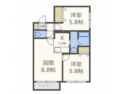 ROSE WOOD(2LDK/5階)の間取り写真