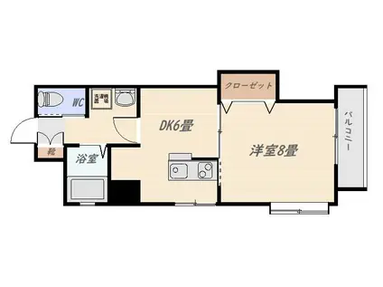 フォンス加治屋町(1DK/2階)の間取り写真