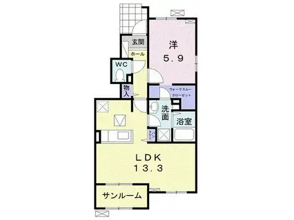 プリムローズII(1LDK/1階)の間取り写真