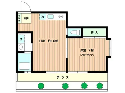 グリンヒル下北沢(1LDK/1階)の間取り写真
