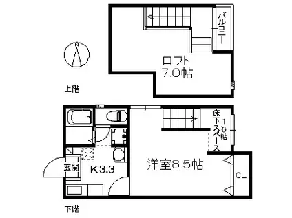 ポラリスヤナセI 287(1K/1階)の間取り写真