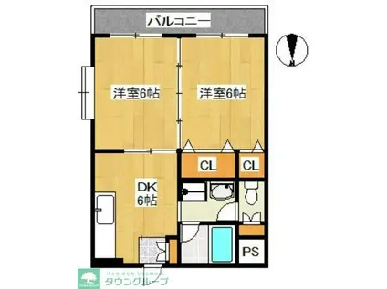 パレスK(2DK/3階)の間取り写真