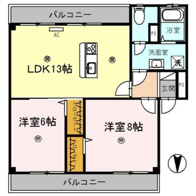アイリスMT(2LDK/3階)の間取り写真