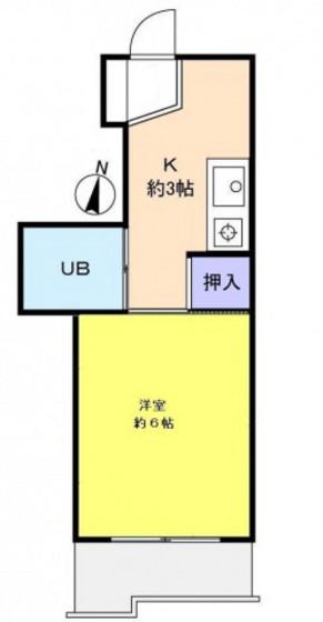 北岡ビル(1K/4階)の間取り写真