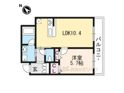 シャーメゾン笹りんどう(1LDK/2階)の間取り写真