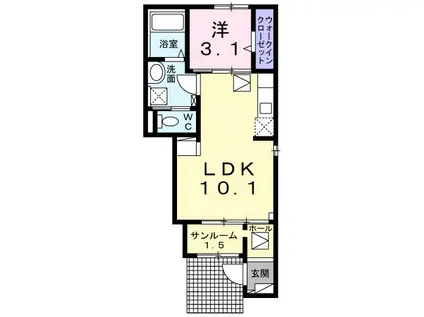 ルミエールIII番館(1LDK/1階)の間取り写真
