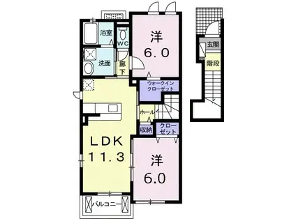 エクセルコート桑原IV(2LDK/2階)の間取り写真