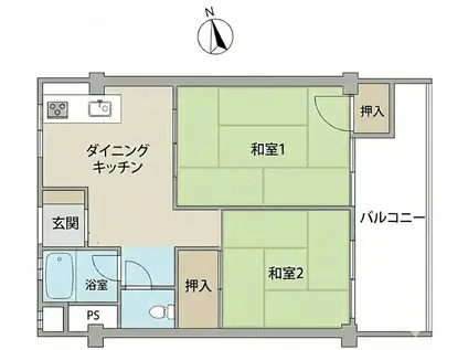 本町コーポラス(2DK/5階)の間取り写真