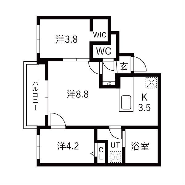 BALBONI山鼻(2LDK/1階)の間取り写真