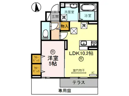 ハインベルグささやまII番館(1LDK/1階)の間取り写真