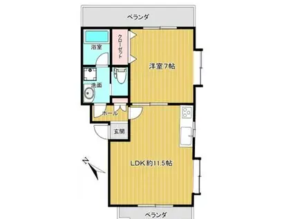 グローバルプラザ・ビューポイント(1LDK/2階)の間取り写真