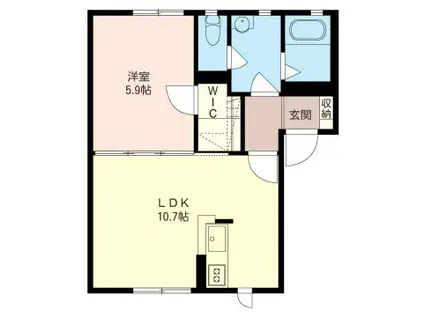 ラウンドパディーC(1LDK/2階)の間取り写真