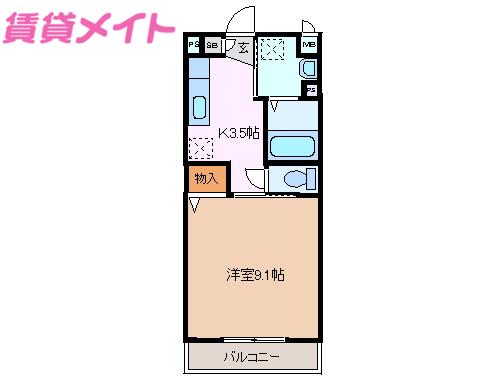 ラフィネ大安A棟(1K/1階)の間取り写真