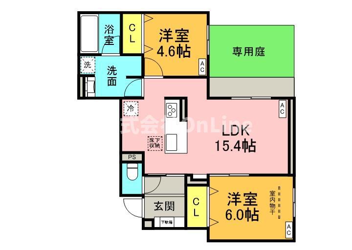 CLASHIST加美東(2LDK/1階)の間取り写真