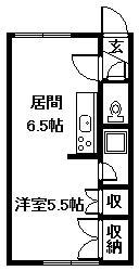 インペリアル14(1DK/2階)の間取り写真