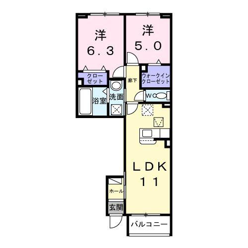 エレガンス メゾン II(2LDK/1階)の間取り写真