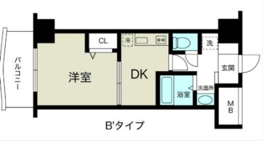 ノルデンハイム新大阪II(1DK/6階)の間取り写真