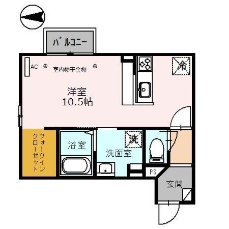 SAKURA(ワンルーム/2階)の間取り写真