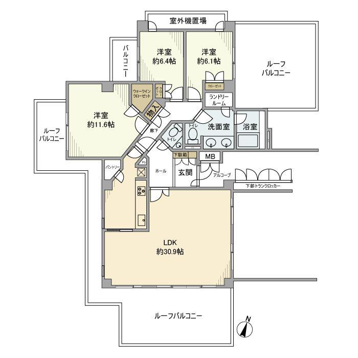 パークハウス・ジオ六番町(3LDK/5階)の間取り写真