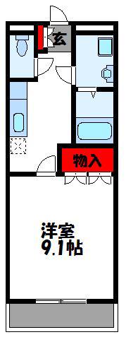 アミュレット(1K/2階)の間取り写真