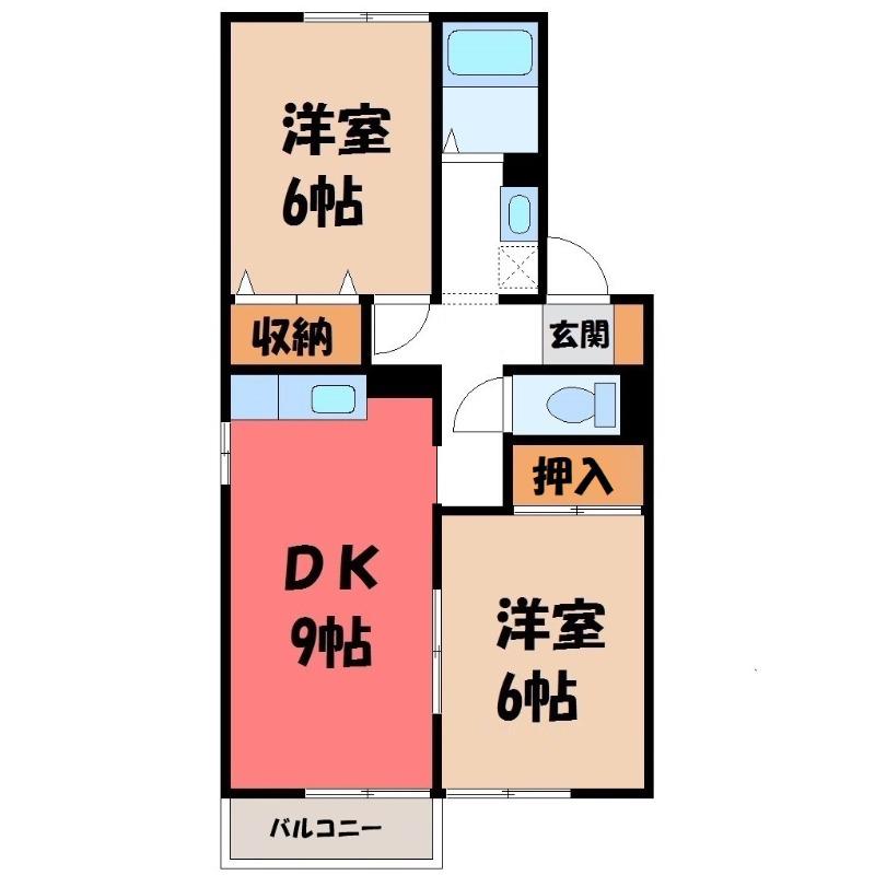 セジュール八千代A(2DK/1階)の間取り写真