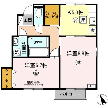 セジュール泉中央(2K/1階)の間取り写真