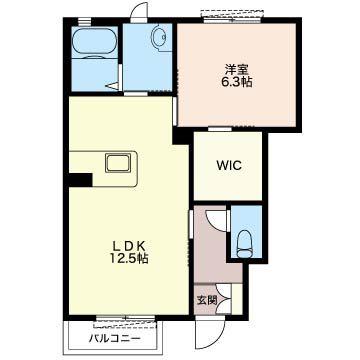 グランデュール(1LDK/1階)の間取り写真