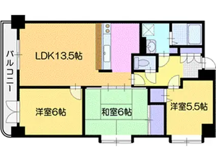 セザール野幌(3LDK/7階)の間取り写真