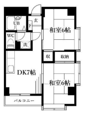 サニーヒルズおいせ坂(2LDK/1階)の間取り写真