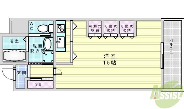 ベリーモンテ新大阪(ワンルーム/3階)の間取り写真