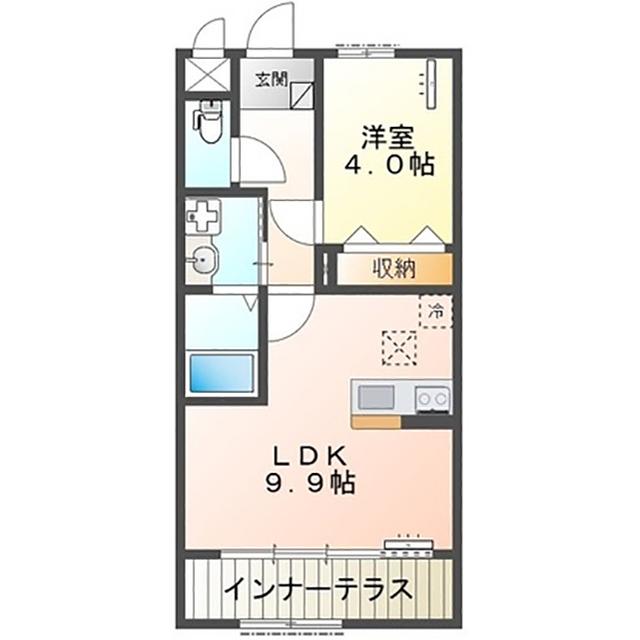 阿見町中郷 (1LDK/1階)の間取り写真