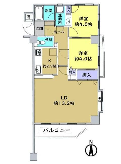 ヴィラージュ高幡不動(2LDK/2階)の間取り写真
