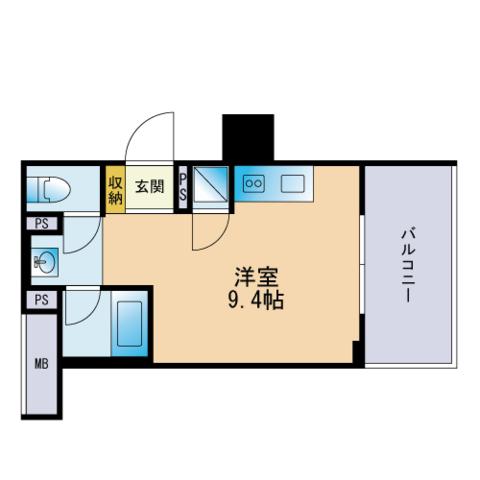 レジディア西新(ワンルーム/8階)の間取り写真