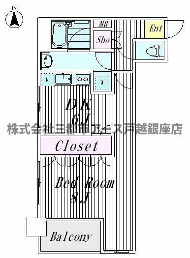 ユニーブル島津山(1DK/3階)の間取り写真