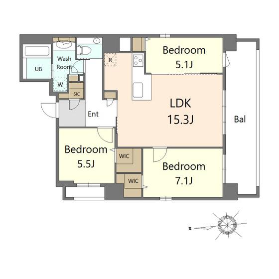 S-RESIDENCE大手門AWESOME(3LDK/5階)の間取り写真