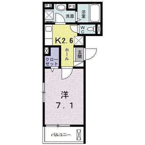 アルモニー K I(1K/2階)の間取り写真