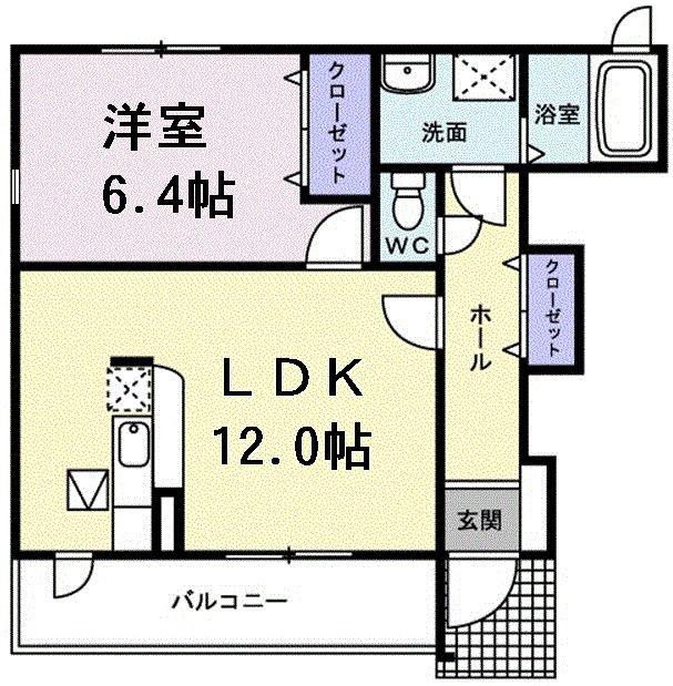 ニューグレイス(1LDK/1階)の間取り写真