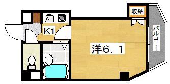 ラピュタ牧野阪(1K/3階)の間取り写真