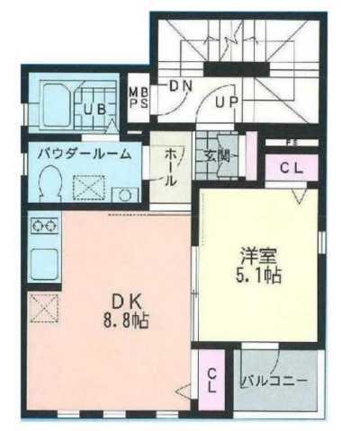 コート・スタシオン(1DK/4階)の間取り写真